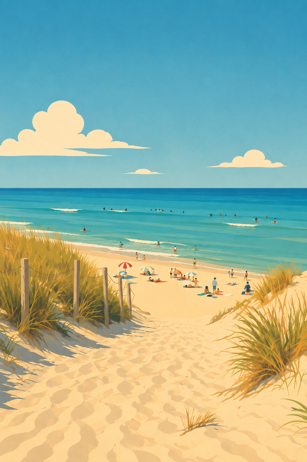 Affiche illustrée — Océan, littoral atlantique — séance de la méthode Sandwalk